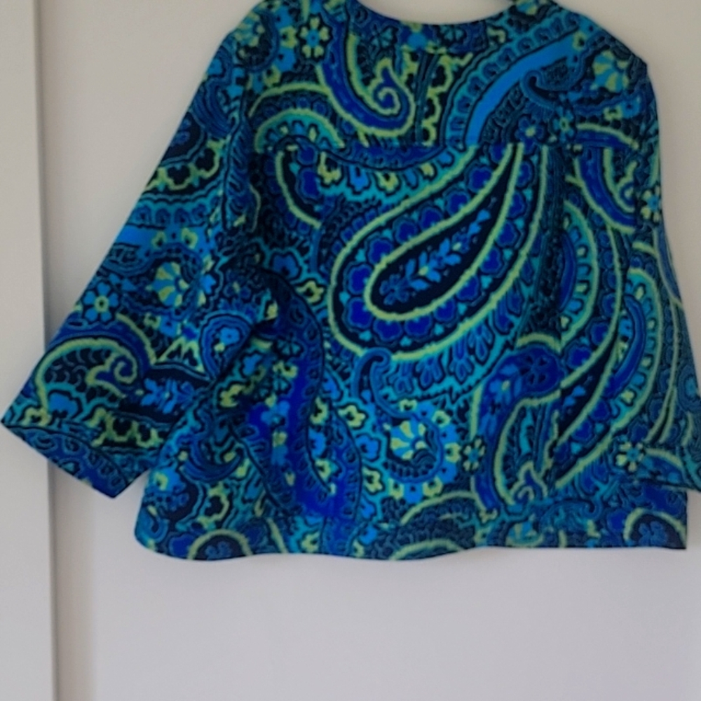 Ruby Rd. Jacket. Quilted Patterned Blue, Black, T… - image 3